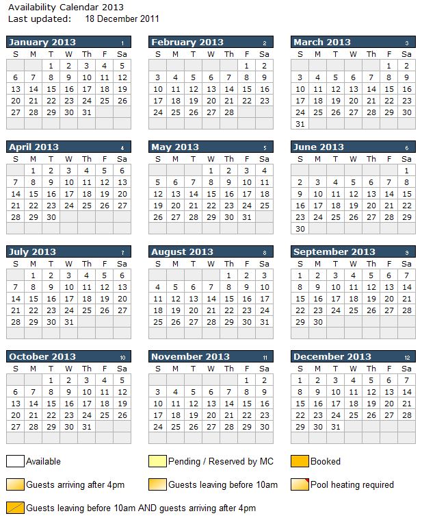 WelcomeVilla 2013 availability